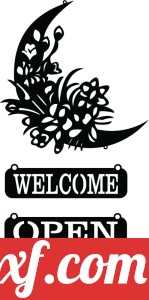 Floral moon welcome-open-close sign