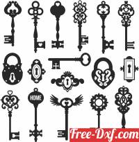 download pack of vintage keys cliparts free ready for cut