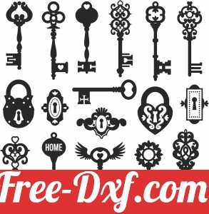 pack of vintage keys cliparts