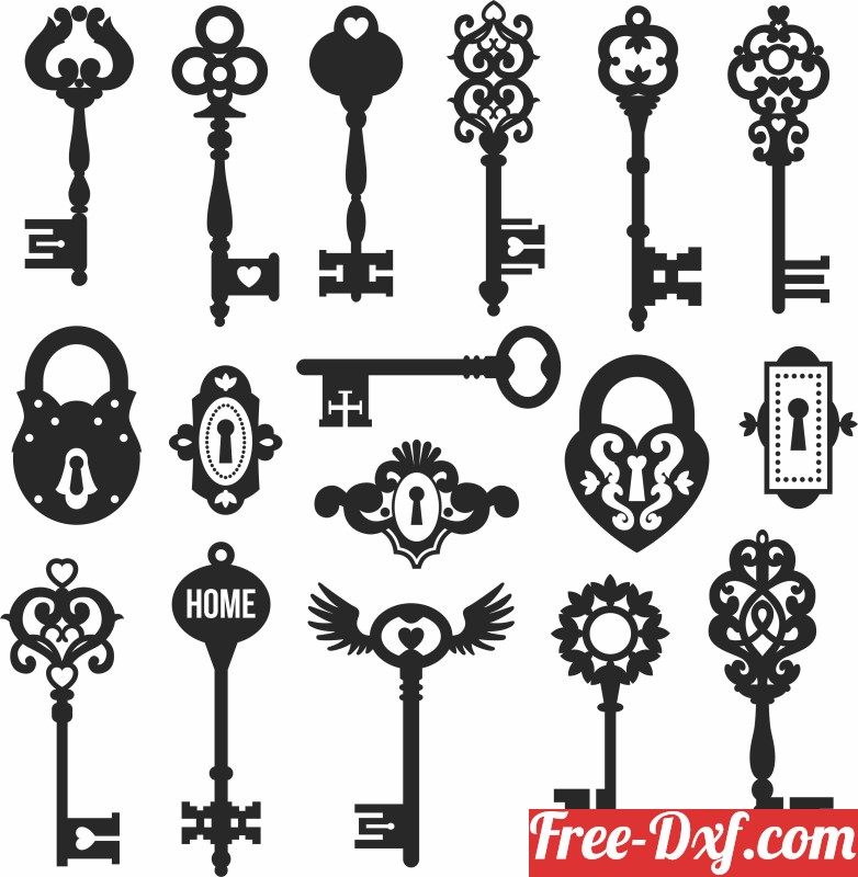 Download pack of vintage keys cliparts K3Ncu High quality free Dx