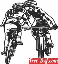 download Kissing Bicycle Couple free ready for cut