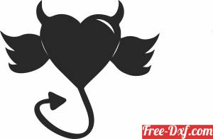 download heart with devil wings cliparts free ready for cut