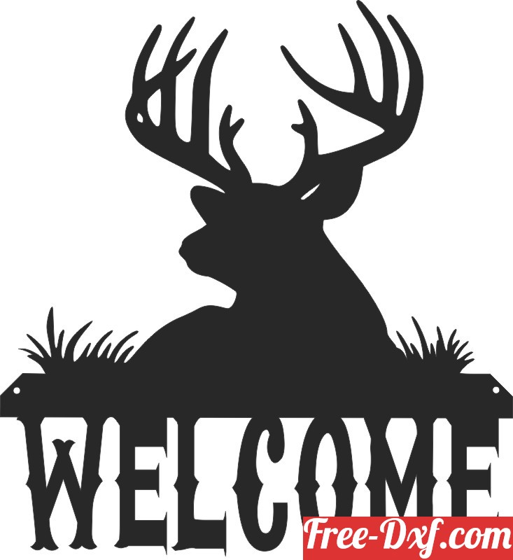 Download welcome deer sign wall art Kpf1t High quality free Dxf f