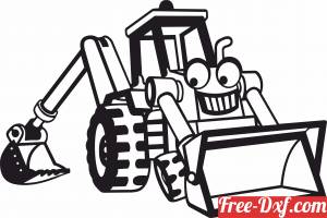 download backhoe heavy equipment tractor for kids free ready for cut