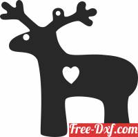 download silhouette reindeer with heart free ready for cut