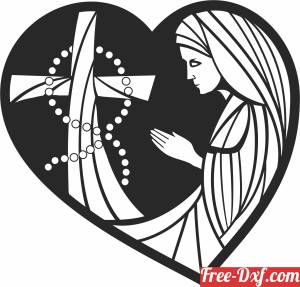 download heart with Praying nun cliparts free ready for cut