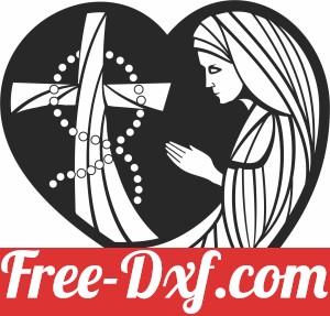 heart with Praying nun cliparts