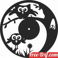 download owl Wall Clock Vinyl Record free ready for cut
