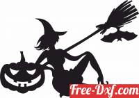 download Happy Halloween sign witch on pumpkin free ready for cut