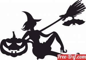 download Happy Halloween sign witch on pumpkin free ready for cut