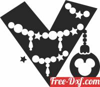 download Mickey Mouse V monogram free ready for cut