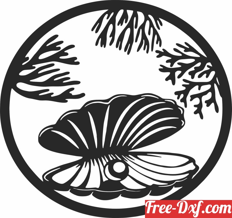 Shell Dxf Download Sea shell with pearl LeO7i High quality free Dxf files,