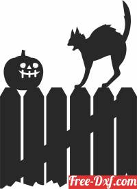 download Spooky Cat pumpkin Fence free ready for cut