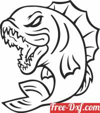 download angry fish drawing clipart free ready for cut