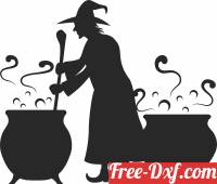 download Halloween Witch Cauldron Silhouette free ready for cut