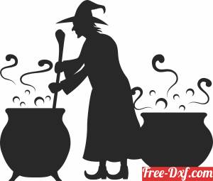 download Halloween Witch Cauldron Silhouette free ready for cut