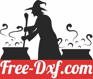Halloween Witch Cauldron Silhouette