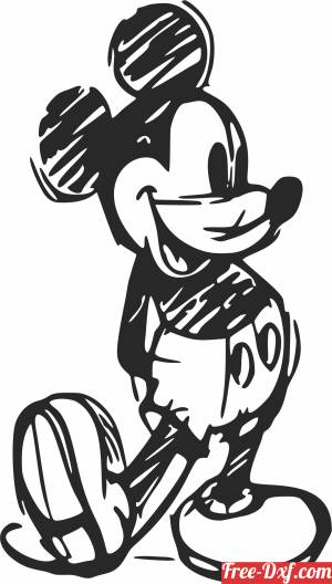 download Mickey Mouse drawing wall art free ready for cut