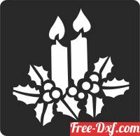 download christmas Candle With Mistletoe free ready for cut