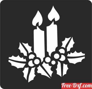 download christmas Candle With Mistletoe free ready for cut