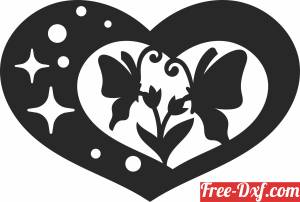 download butterfly Heart wall decor valentines free ready for cut