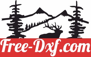 elk buck scene clipart design deer