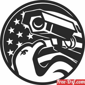 download American Eagle and Security Camera USA Flag free ready for cut