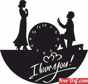 download I love you couple Wall Clock free ready for cut