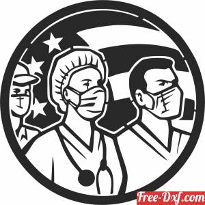 download American healthcare worker heroes usa flag sign free ready for cut