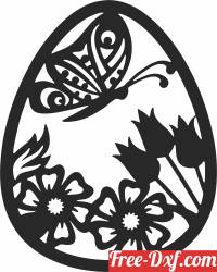 download Easter egg decorating with butterfly and flowers free ready for cut
