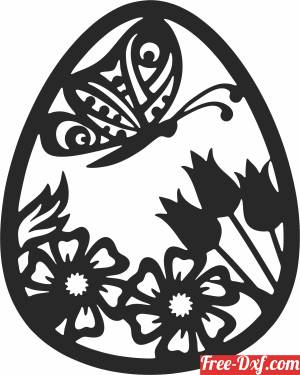download Easter egg decorating with butterfly and flowers free ready for cut