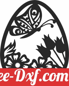 Easter egg decorating with butterfly and flowers