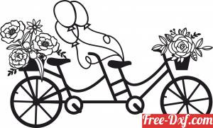 download Bicycle with flower and baloon clipart free ready for cut