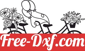 Bicycle with flower and baloon clipart