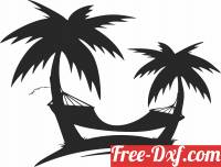 download Palm trees hammock wall decor free ready for cut