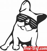 download Bull dog with glasses clipart free ready for cut