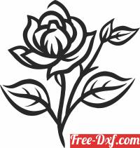 download flower silhouette rose line art free ready for cut