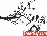 download Tree Branch with birds cage free ready for cut