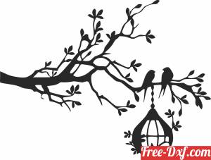 download Tree Branch with birds cage free ready for cut