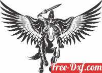 download Warrior Riding a horse Pegasus free ready for cut