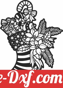 Christmas stocking flowers clipart