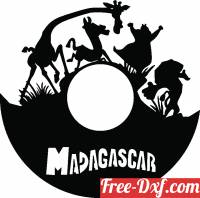 download Madagascar wall clock gift for children free ready for cut