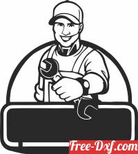 download handworker holding a spanner garage wall art free ready for cut