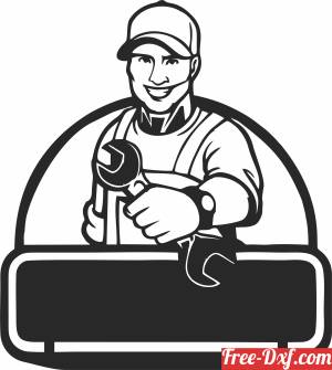 download handworker holding a spanner garage wall art free ready for cut