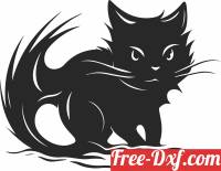 download Fluffy Black Cat Silhouette free ready for cut
