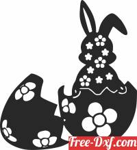 download happy easter egg bunny wall art free ready for cut