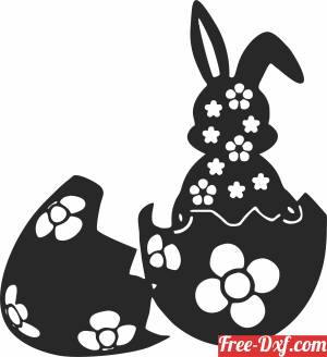 download happy easter egg bunny wall art free ready for cut