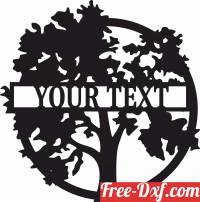 download Oak Tree Monogram wall art decor with name free ready for cut