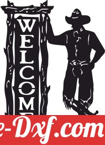 Standing Cowboy Western Welcome Sign