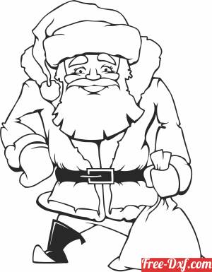download Christmas Santa claus one line art free ready for cut